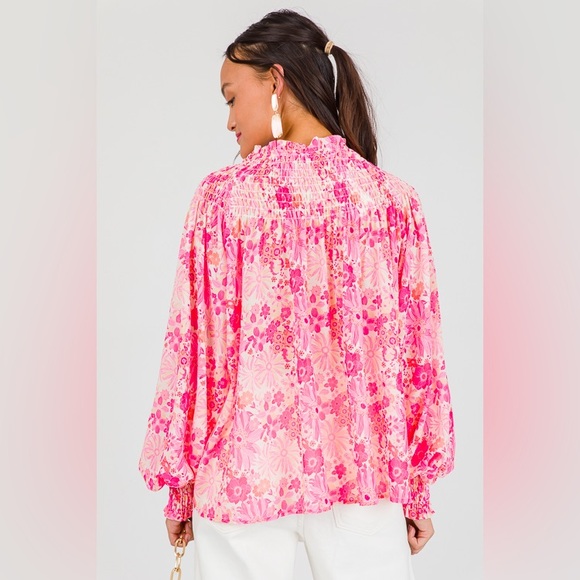 Flying Tomato Pink Floral Blouse Large - Picture 2 of 7